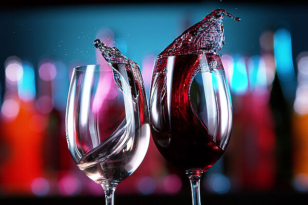 A close up of wine glasses