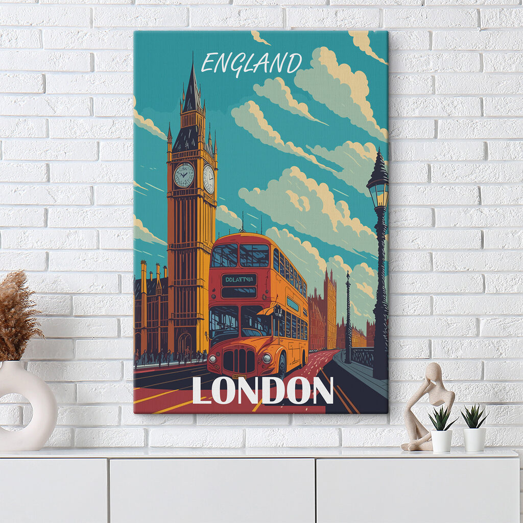 A double decker bus and a clock tower