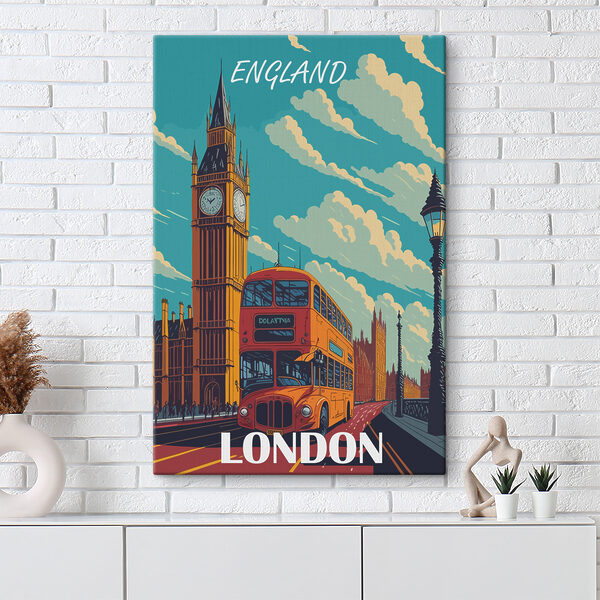 A double decker bus and a clock tower