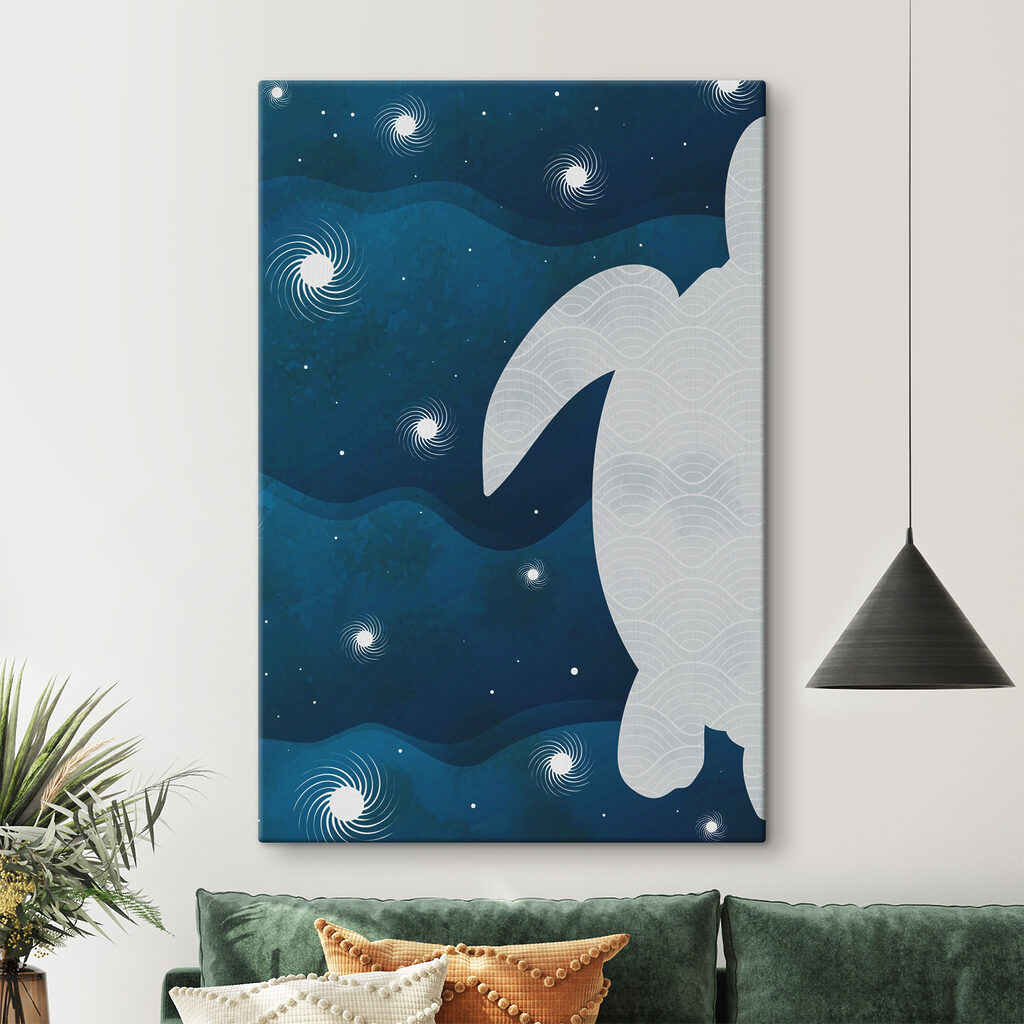 A white turtle with a curved tail and waves in the sky A white turtle with a curved tail and waves in the sky