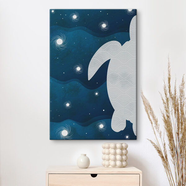 A white turtle with a curved tail and waves in the sky A white turtle with a curved tail and waves in the sky