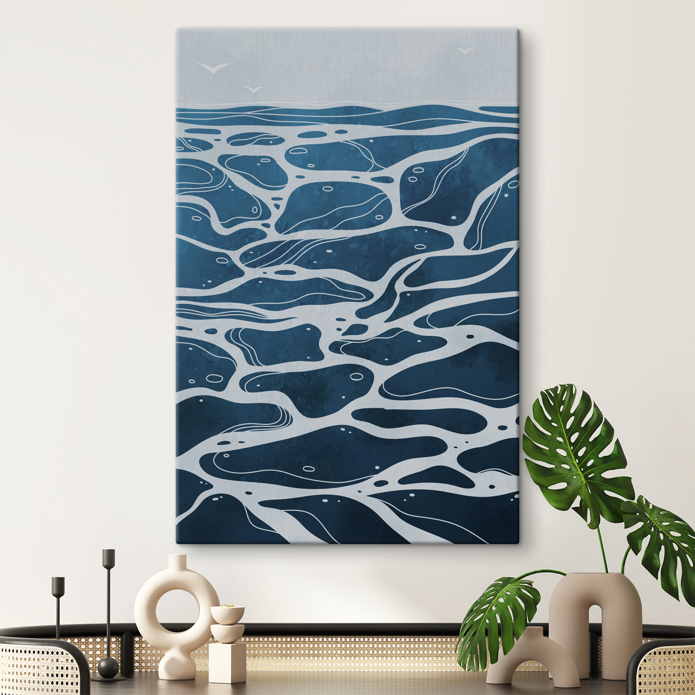 A blue and white water surface A blue and white water surface