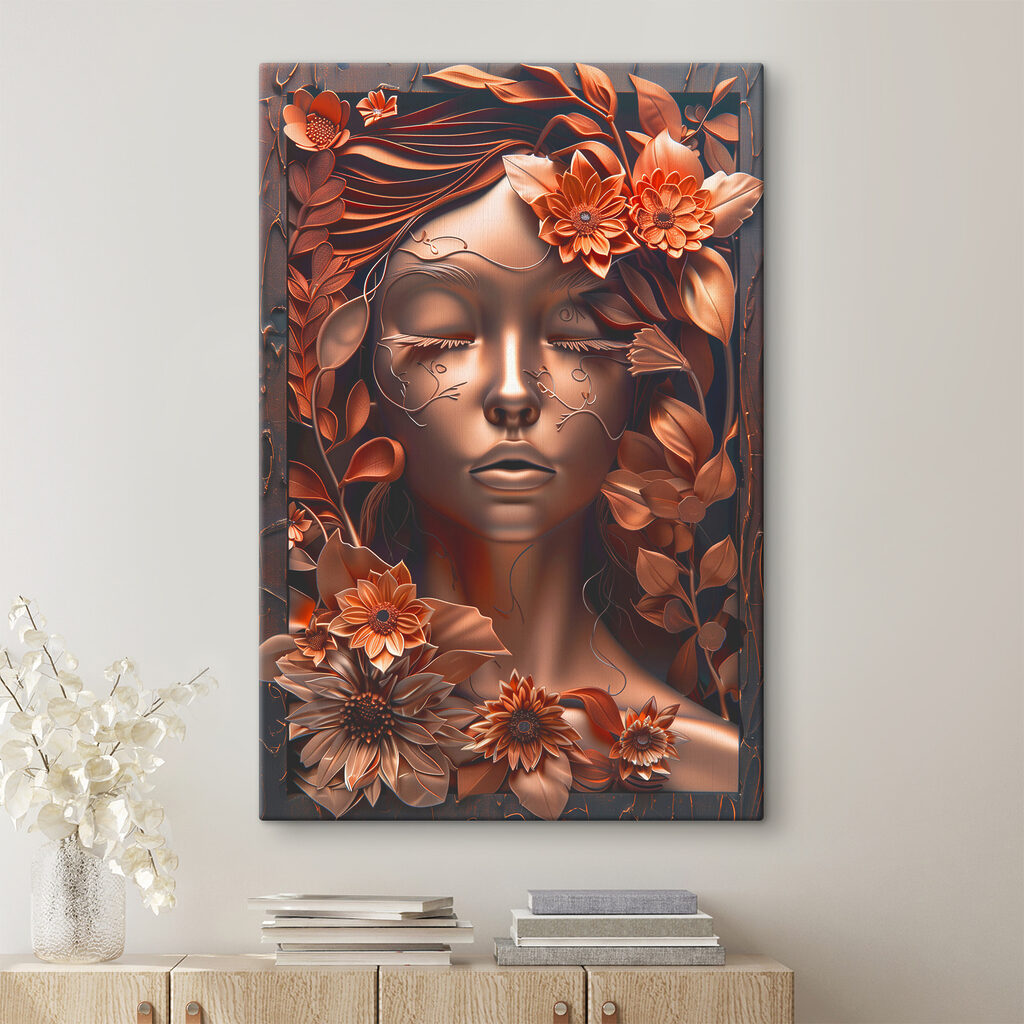 A bronze sculpture of a woman with flowers A bronze sculpture of a woman with flowers