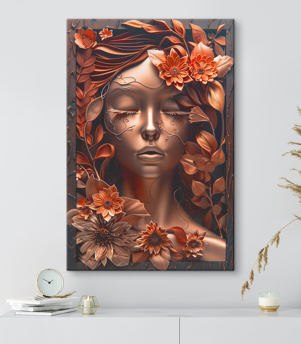 A bronze sculpture of a woman with flowers A bronze sculpture of a woman with flowers