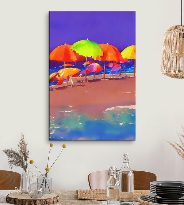 A group of colorful umbrellas on a beach A group of colorful umbrellas on a beach