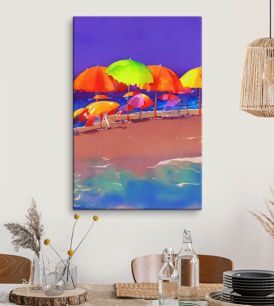 A group of colorful umbrellas on a beach A group of colorful umbrellas on a beach