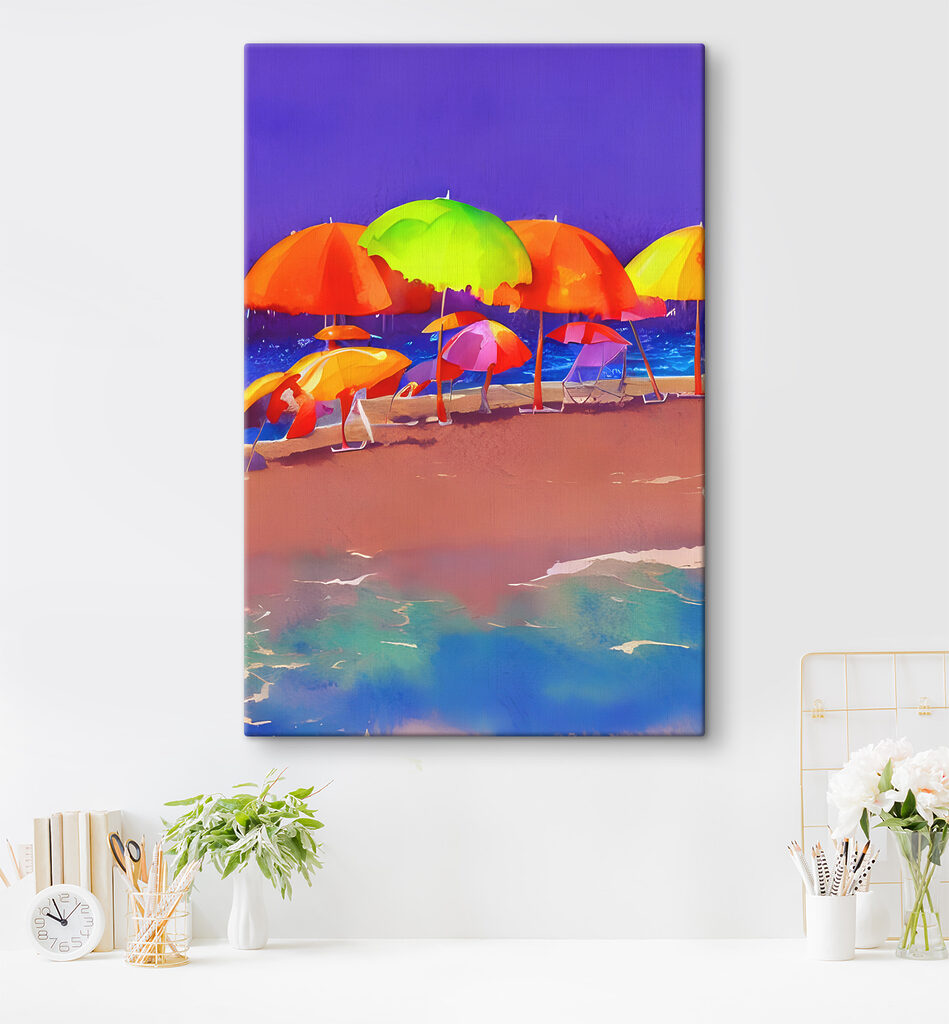 A group of colorful umbrellas on a beach A group of colorful umbrellas on a beach