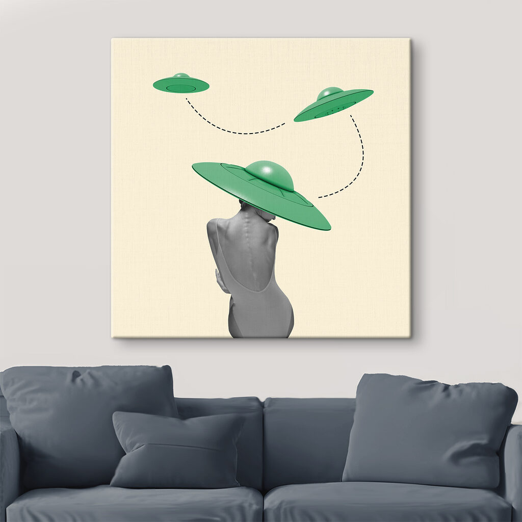 A woman wearing a bodysuit and a green hat