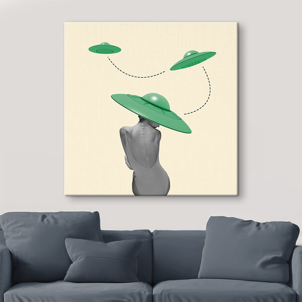 A woman wearing a bodysuit and a green hat