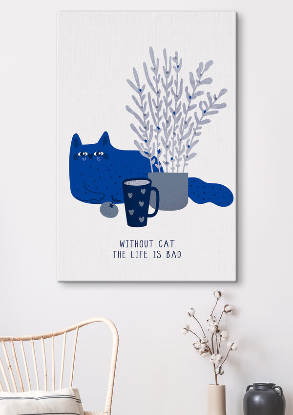 Cuadros Un gato sentado junto a una taza y una planta (SKU: s37631) Cuadros Cuadros Un gato sentado junto a una taza y una planta (SKU: s37631)