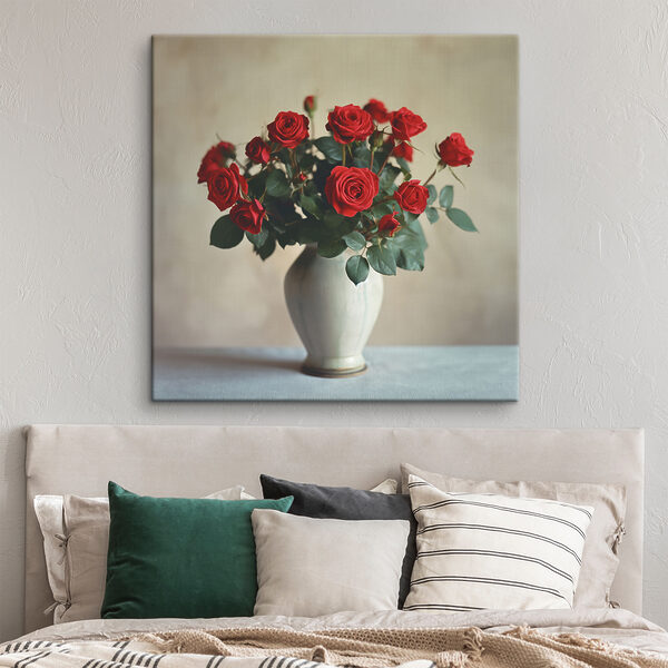 A vase with red roses