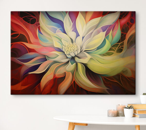 A colorful flower with white petals