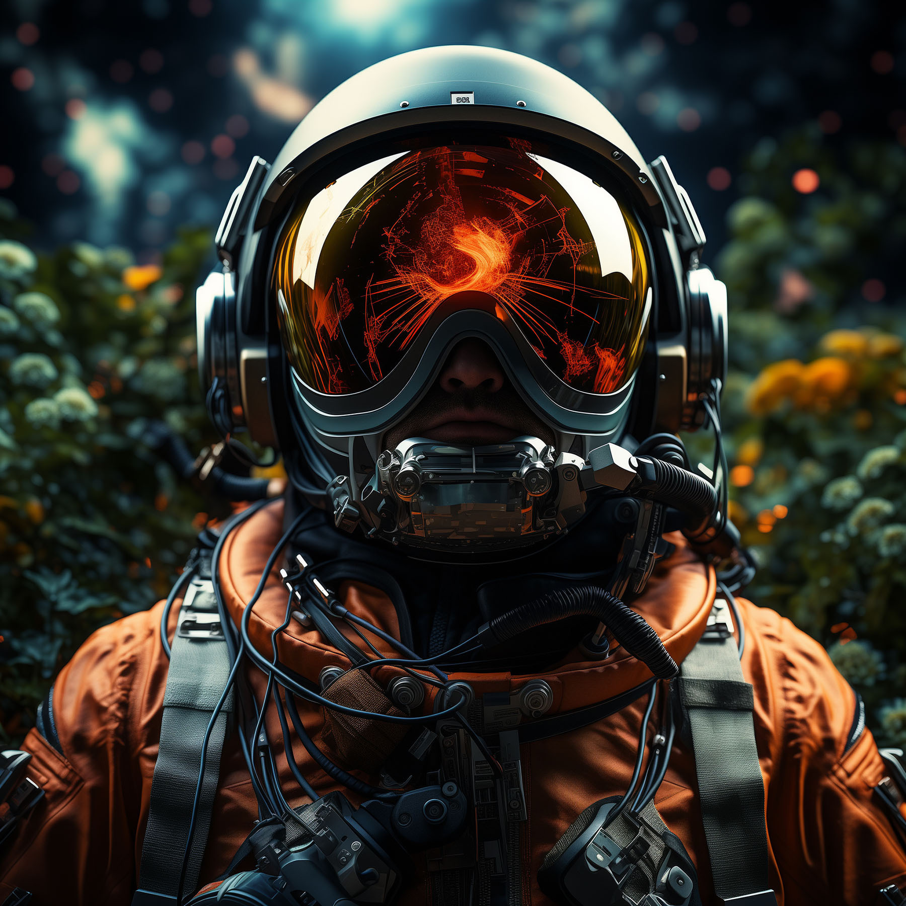 A person wearing a space suit and helmet
