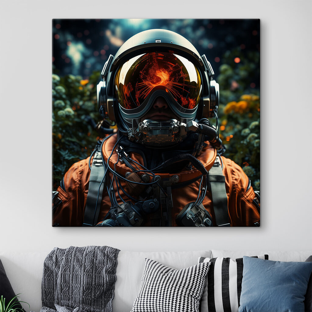 A person wearing a space suit and helmet
