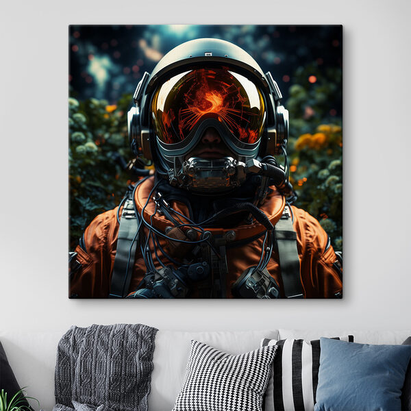 A person wearing a space suit and helmet