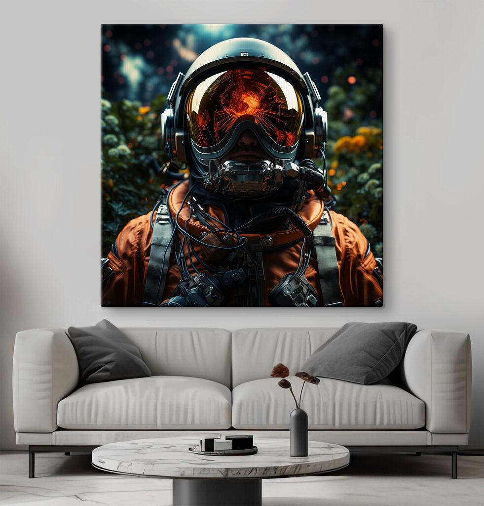 A person wearing a space suit and helmet