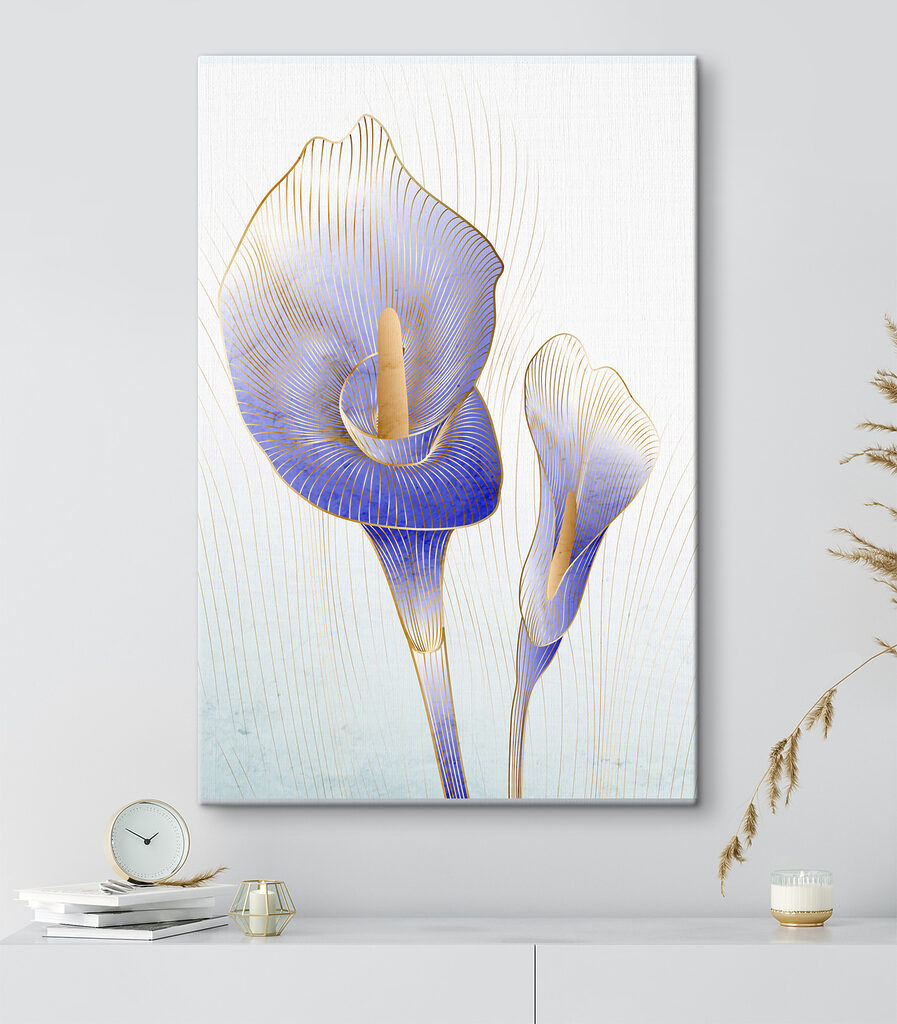 Elegant blue calla lilies in bloom