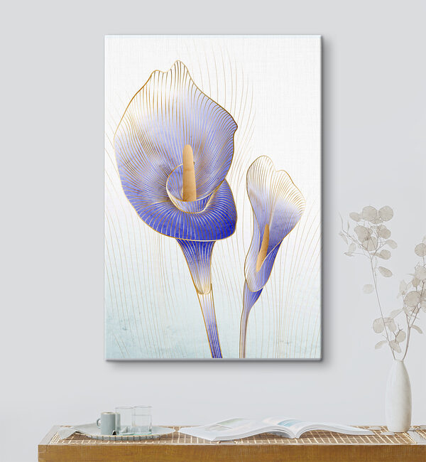 Elegant blue calla lilies in bloom