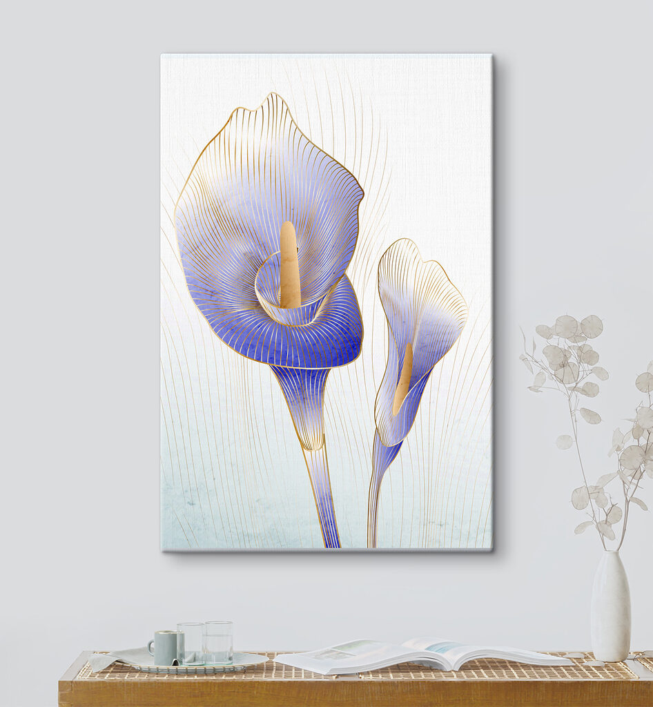 Elegant blue calla lilies in bloom