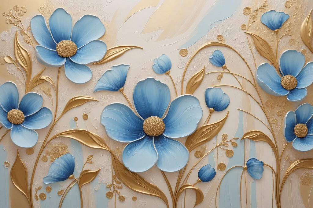Elegant blue flowers with creamy accents