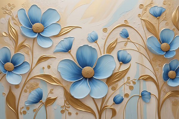 Elegant blue flowers with creamy accents