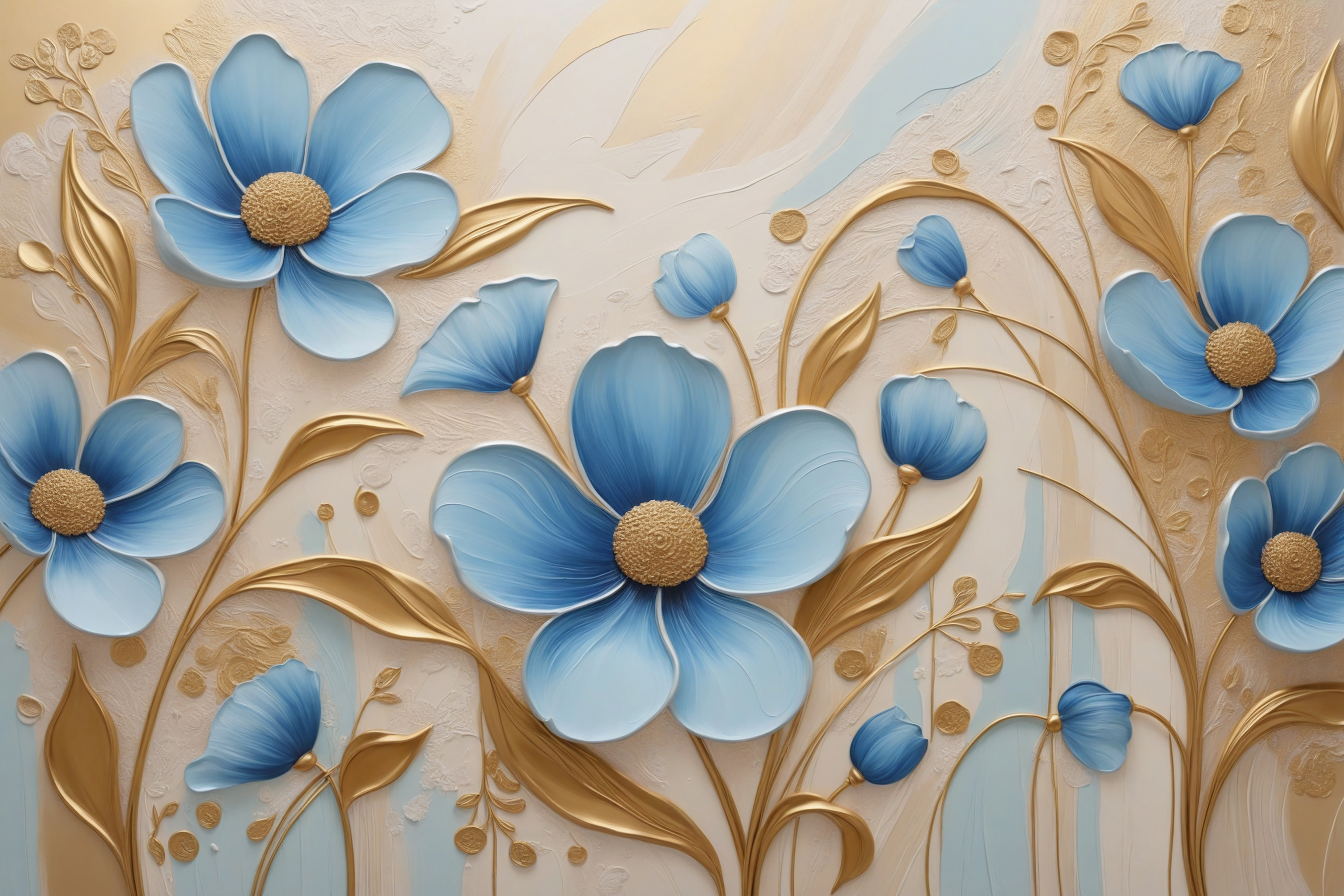 Elegant blue flowers with creamy accents