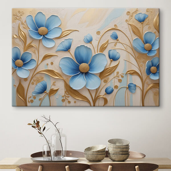 Cuadros Elegantes flores azules con toques cremosos (SKU: s37775) Cuadros Cuadros Elegantes flores azules con toques cremosos (SKU: s37775)