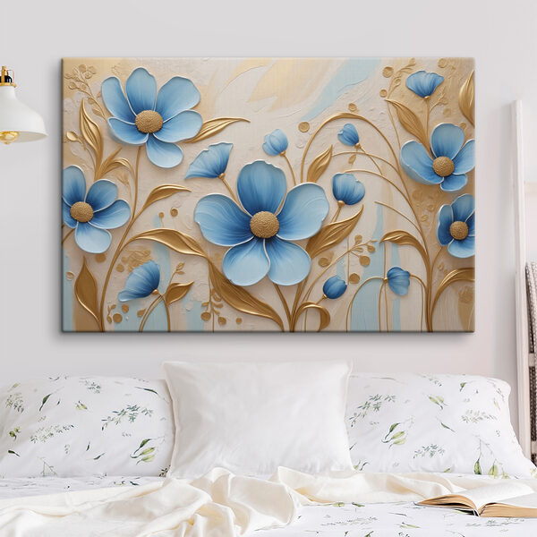Elegant blue flowers with creamy accents