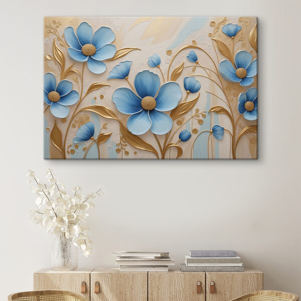 Elegant blue flowers with creamy accents