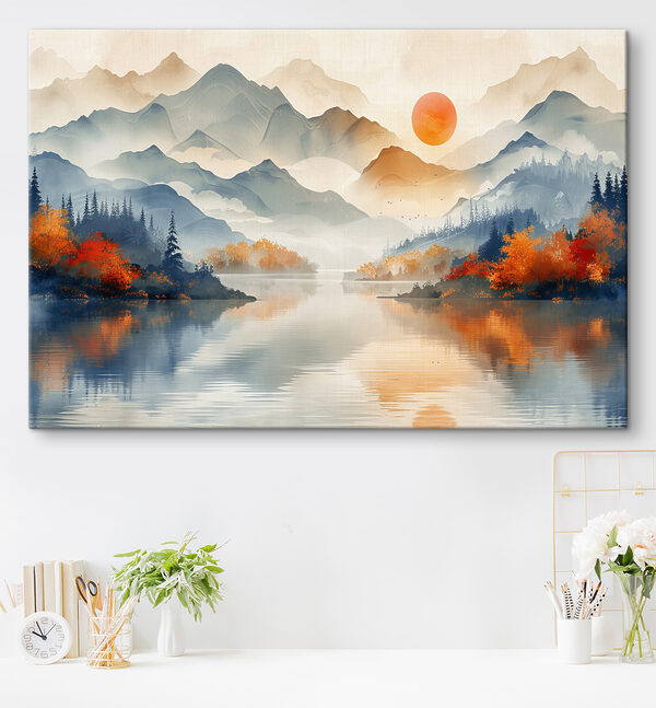 Cuadros Un paisaje con montañas y agua (SKU: s37780) Cuadros Cuadros Un paisaje con montañas y agua (SKU: s37780)