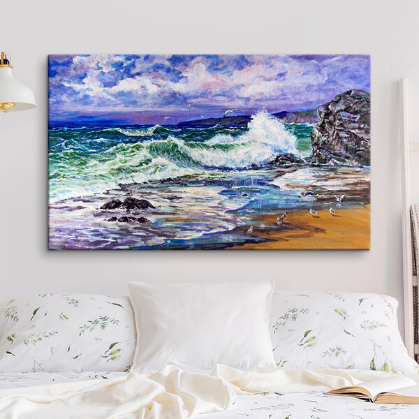 Cuadros Cuadros Un cuadro en el que se ven las olas rompiendo en la playa (SKU: s37785)