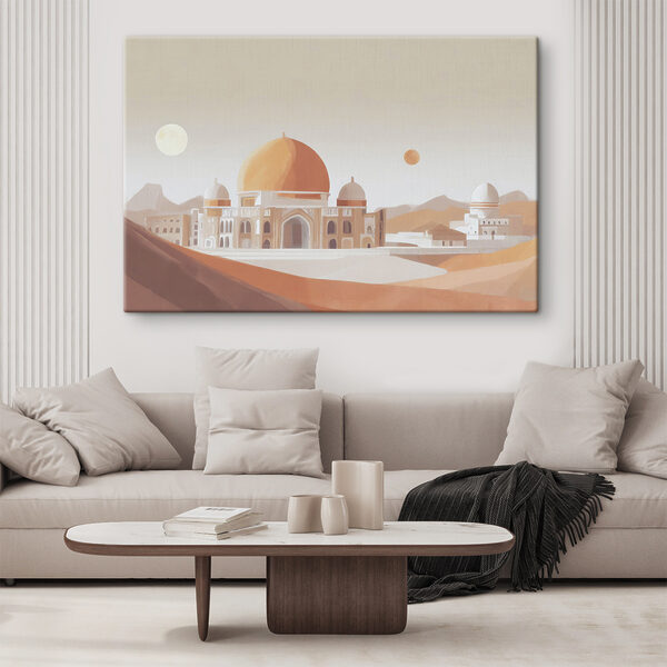 A building with a dome and a desert landscape