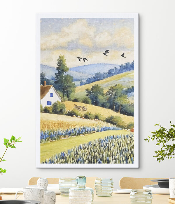 Cuadros Un cuadro en el que se ve una casa y un campo de flores (SKU: s37823) Cuadros Cuadros Un cuadro en el que se ve una casa y un campo de flores (SKU: s37823)
