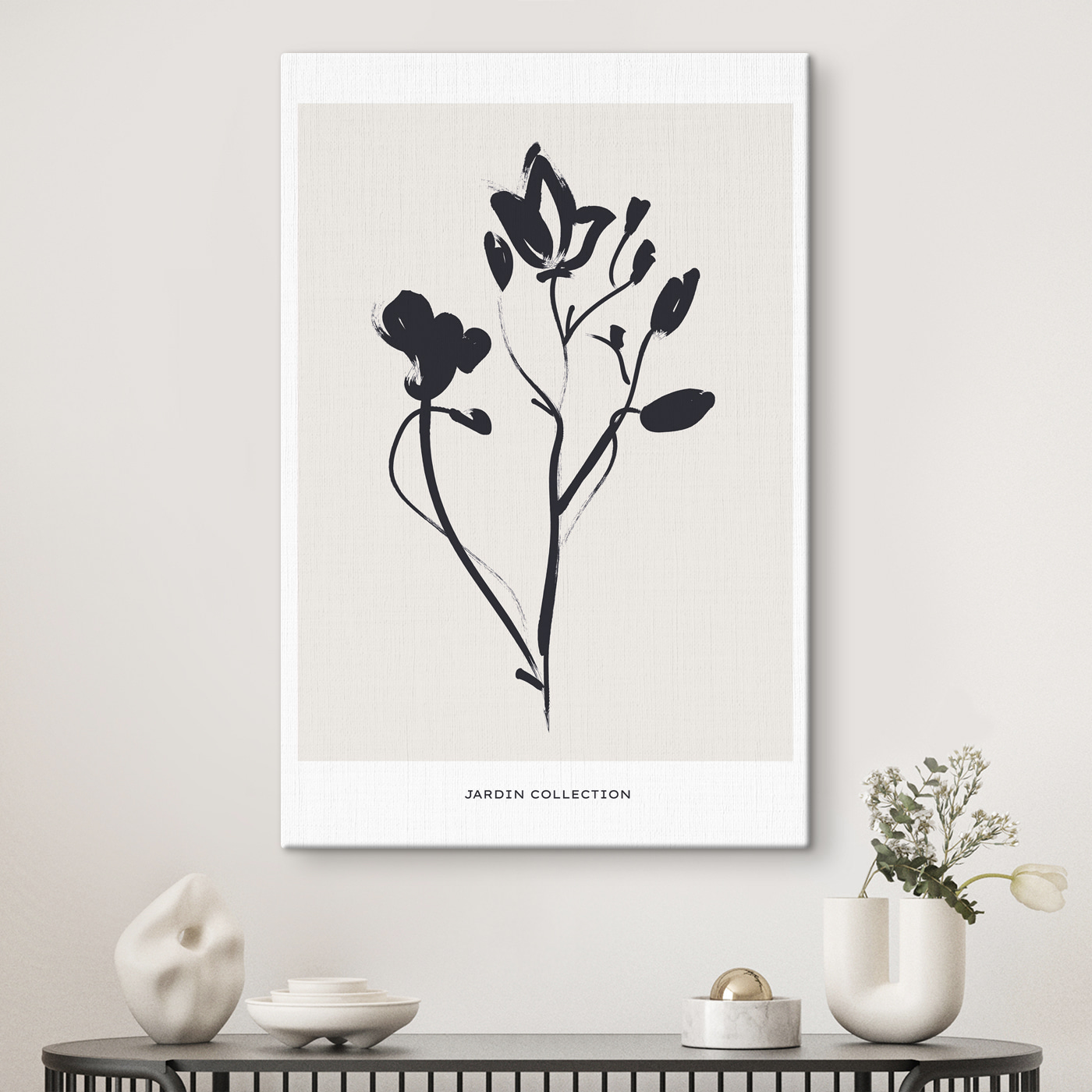A black and white drawing of flowers