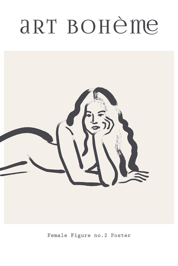 A drawing of a woman lying on her stomach A drawing of a woman lying on her stomach