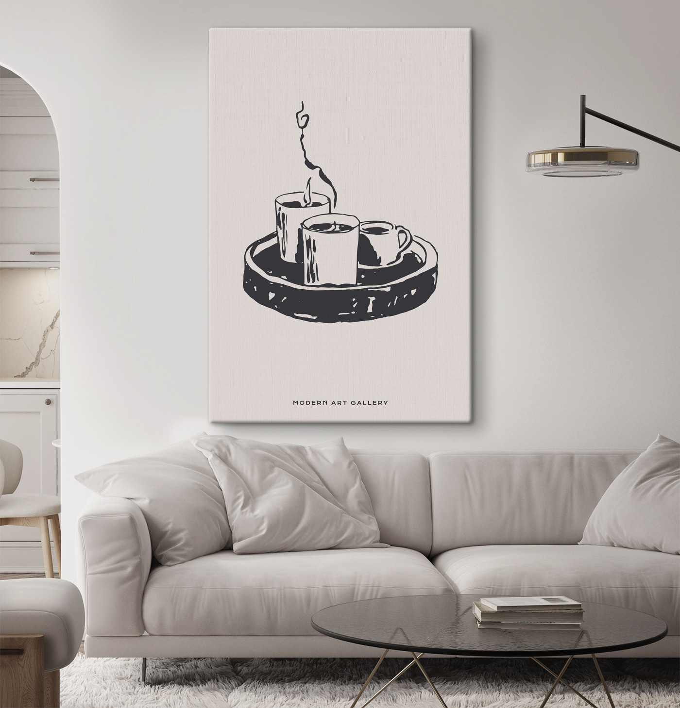 A drawing of a tray of coffee cups