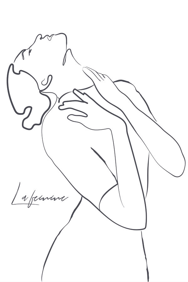 A drawing of a woman