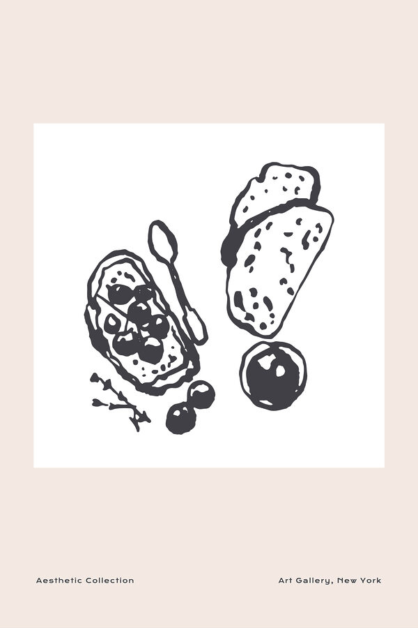 A drawing of food and a spoon