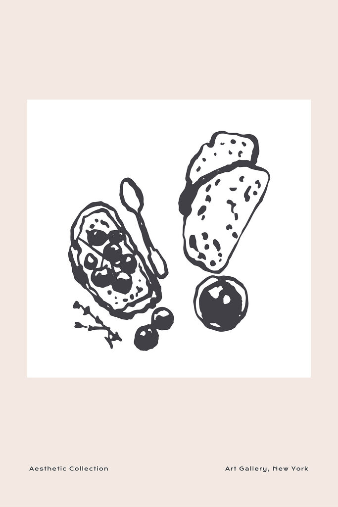 A drawing of food and a spoon