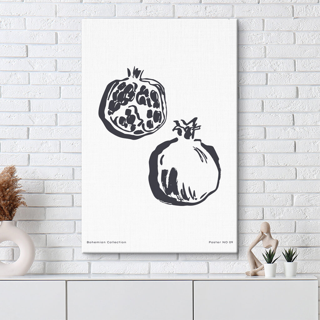 A drawing of a pomegranate