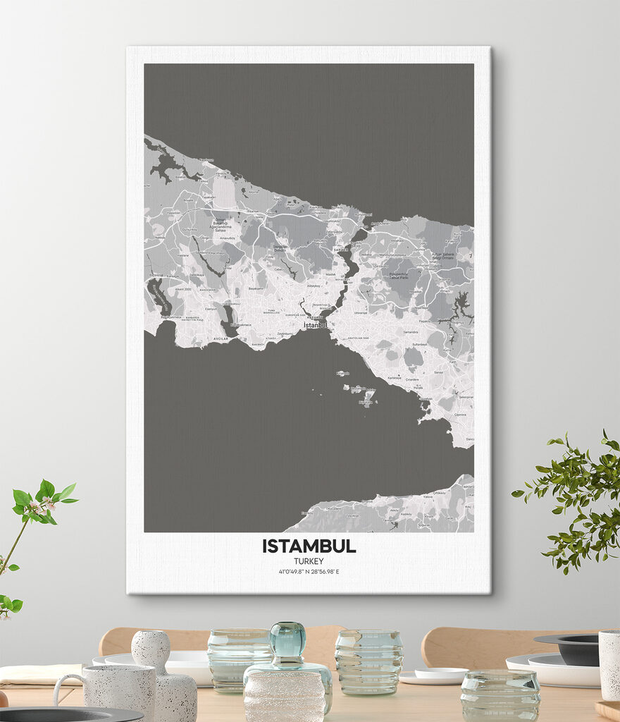 A map of land with roads and buildings