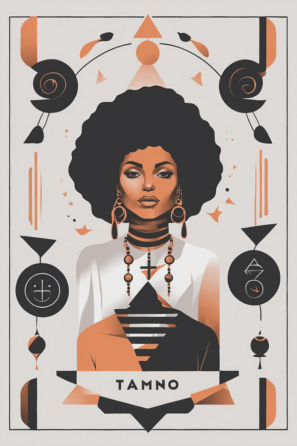 A woman with big afro wearing a white shirt and earrings