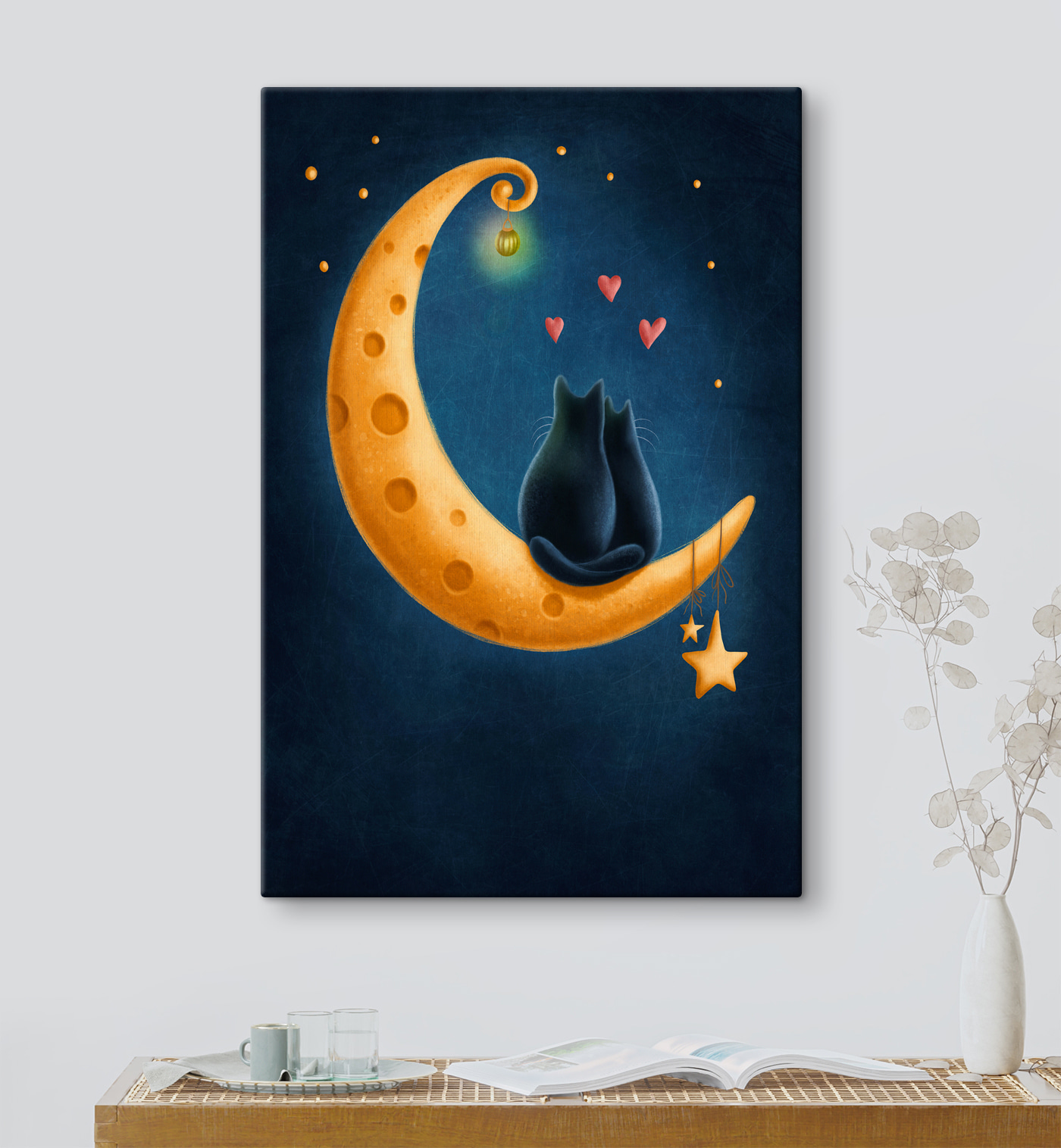 A cat sitting on the moon