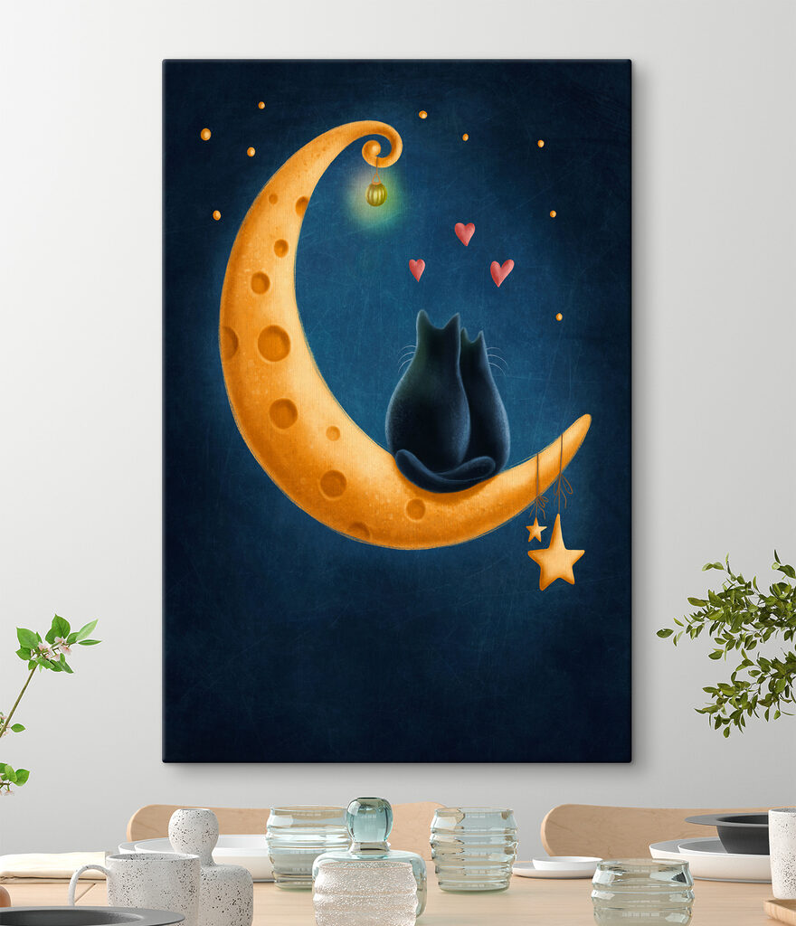 A cat sitting on the moon
