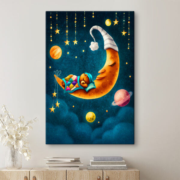 Cuadros Una caricatura de un oso durmiendo en la Luna (SKU: s37837) Cuadros Cuadros Una caricatura de un oso durmiendo en la Luna (SKU: s37837)