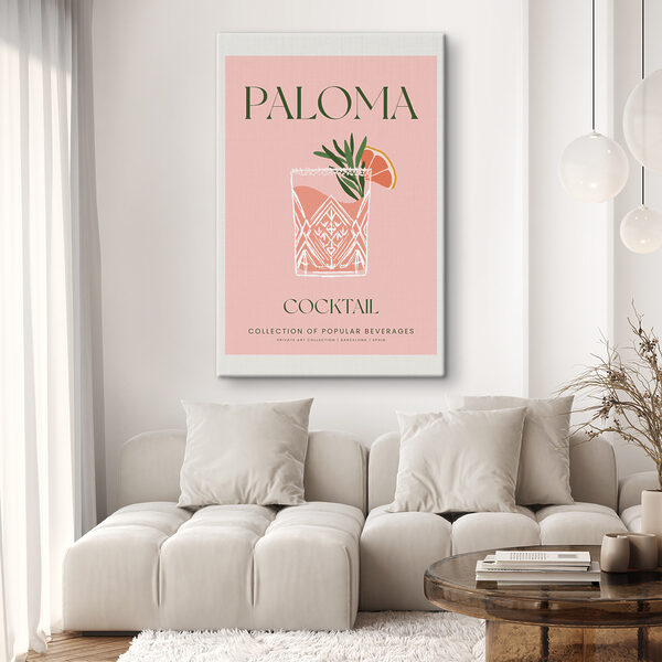 Cuadros Un cartel rosa con una bebida y una rodaja de naranja (SKU: s37869) Cuadros Cuadros Un cartel rosa con una bebida y una rodaja de naranja (SKU: s37869)