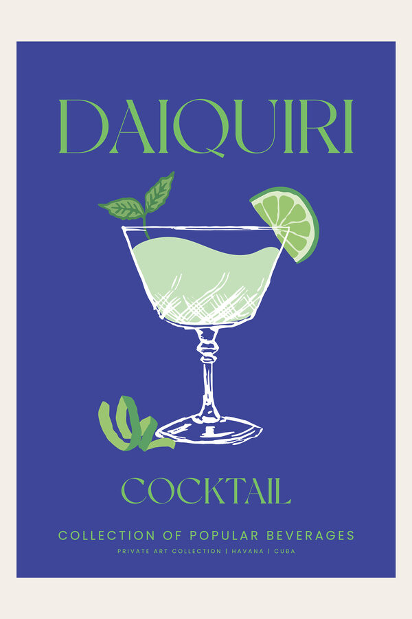 A blue and white sign with a glass of drink A blue and white sign with a glass of drink