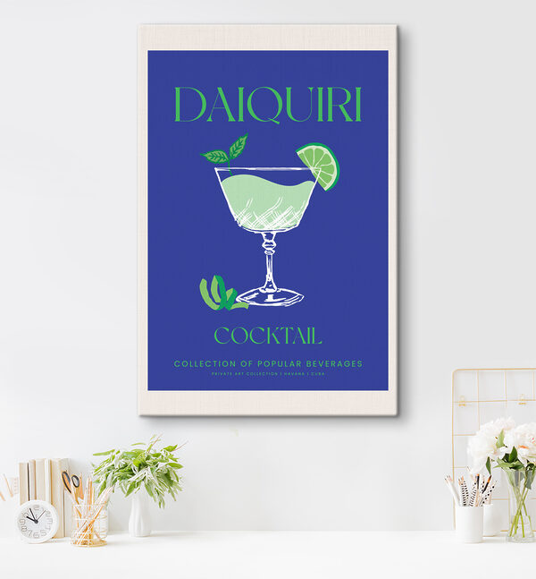 A blue and white sign with a glass of drink A blue and white sign with a glass of drink