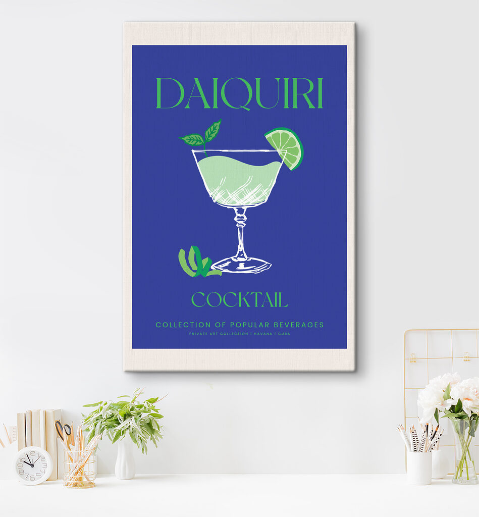 A blue and white sign with a glass of drink A blue and white sign with a glass of drink