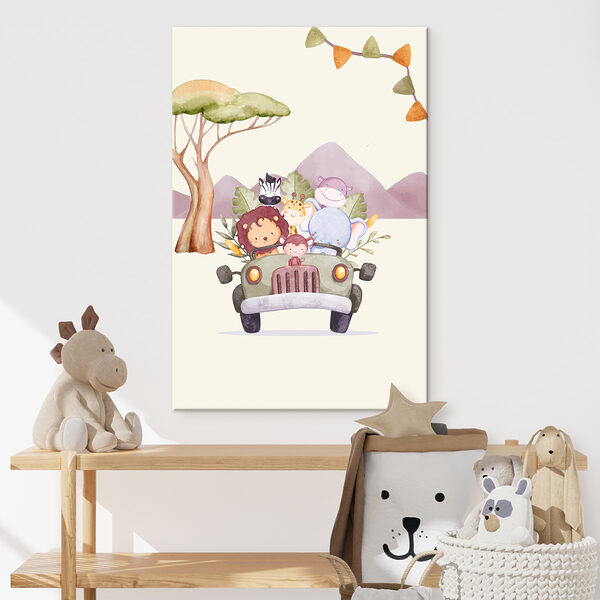 Cuadros Cuadros Una caricatura de animales en un coche (SKU: s37915)